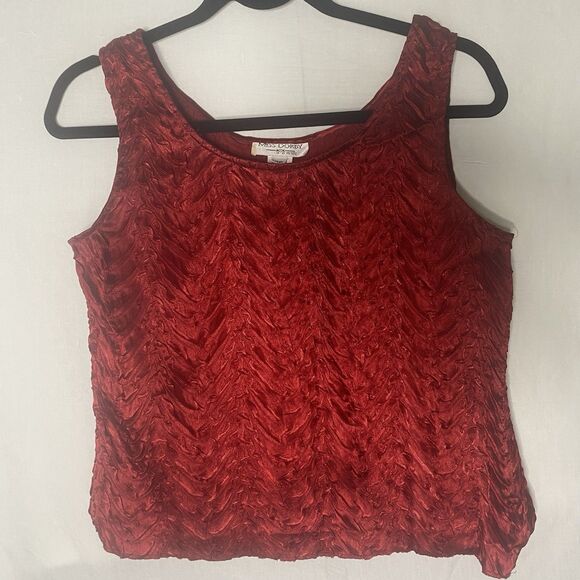 Vtg MISS DORBY 2-Piece Midi Skirt Sleeveless Blouse Set Petite Womens 10 P Red - Picture 2 of 14